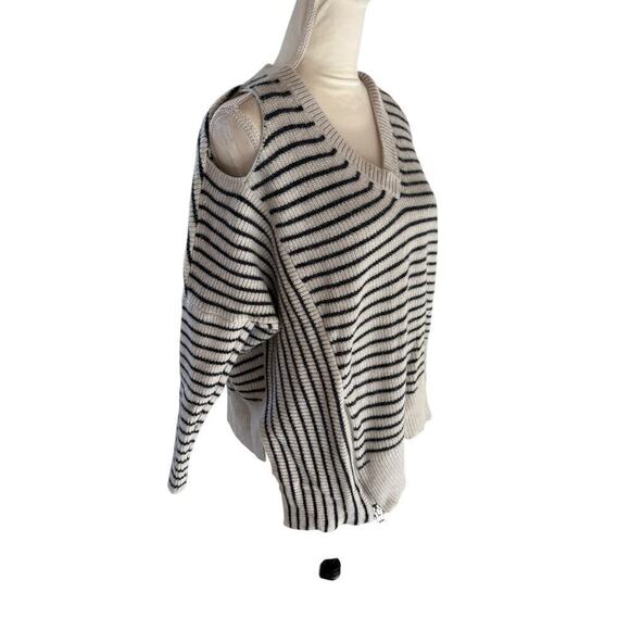 ALLSAINTS Wool/Alpaca Able Open Cold Shoulder Striped Asymmetrical Sweater - S - Picture 4 of 9